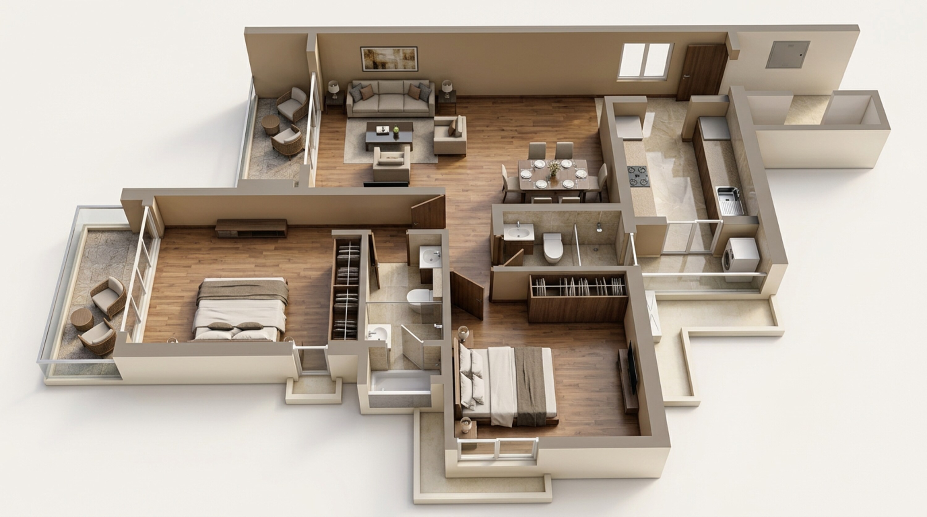 Floor plan of 2 BHK 873 Sq. Ft. Apartment in Raymond The Address By GS, Mumbai