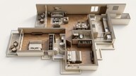 Floor plan of 2 BHK 873 Sq. Ft. Apartment in Raymond The Address By GS, Mumbai