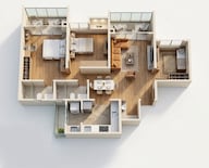 Floor plan of 3 BHK 956 Sq. Ft. Apartment in Kohinoor Avantara, Pune