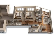 Floor plan of 2 BHK 805 Sq. Ft. Apartment in Rustomjee Vista Bay, Mumbai