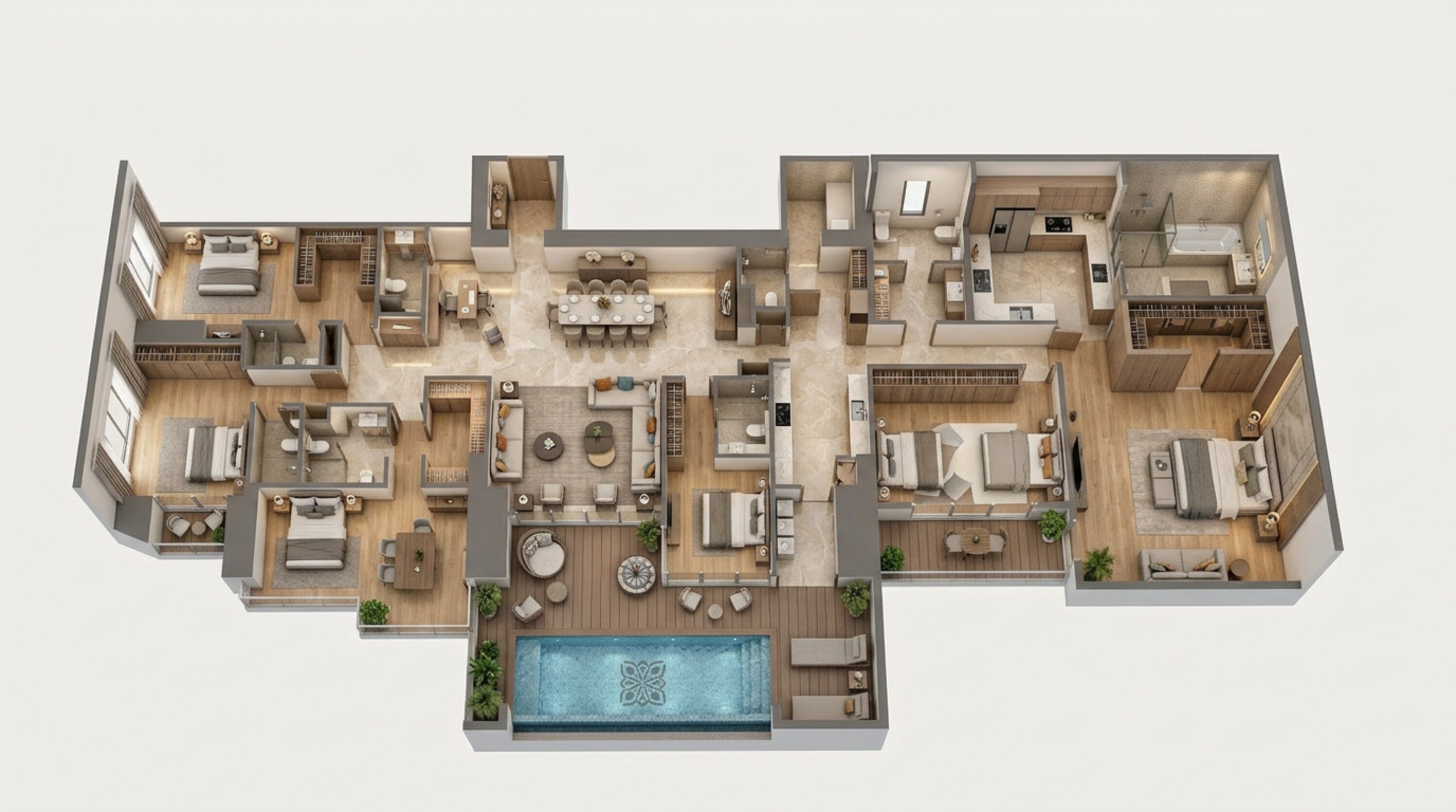 Floor plan of 4 BHK 3594 Sq. Ft. Apartment in Embassy Citadel, Mumbai