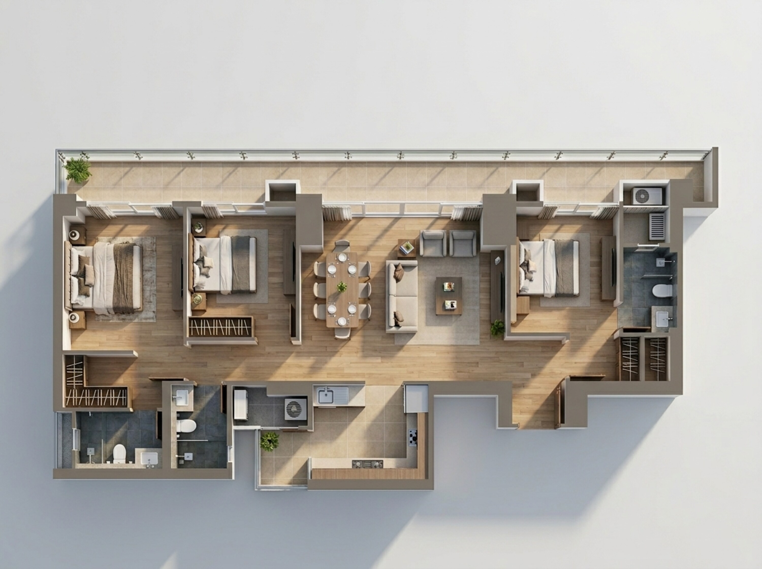 Floor plan of 3 BHK 2600 Sq. Ft. Apartment in Experion Saatori, Noida