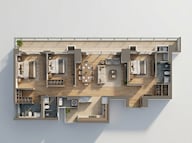 Floor plan of 3 BHK 2600 Sq. Ft. Apartment in Experion Saatori, Noida