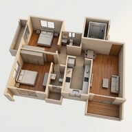 Floor plan of 2 BHK 753 Sq. Ft. Apartment in H Rishabraj Avyaana, Mumbai
