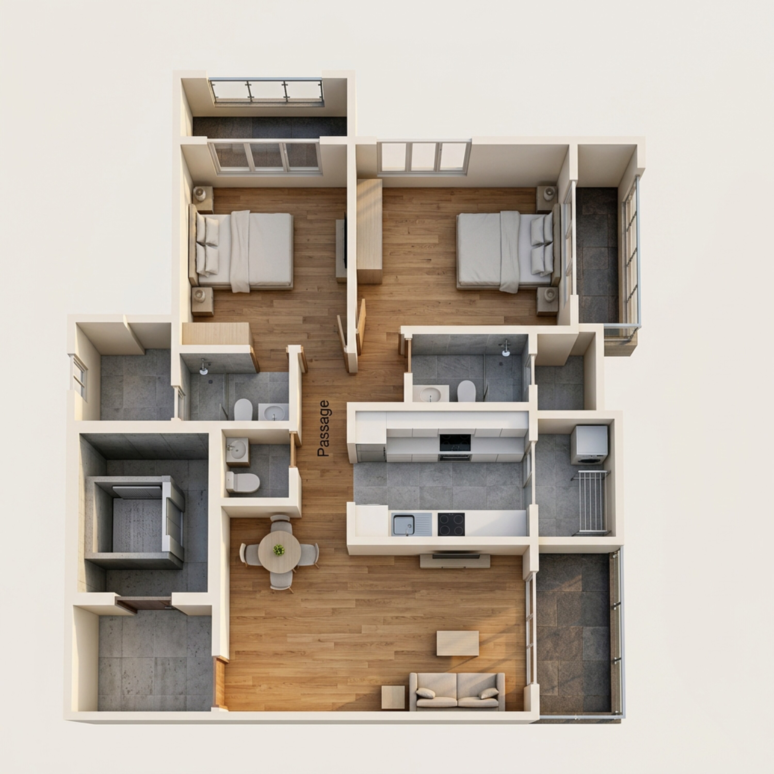 Floor plan of 2 BHK 795 Sq. Ft. Apartment in H Rishabraj Avyaana, Mumbai