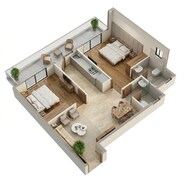 Floor plan of 2 BHK 558 Sq. Ft. Apartment in Nowara Nakshatra, Gurgaon