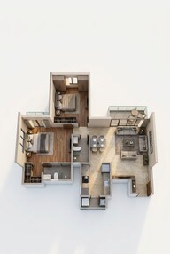 Floor plan of 2 BHK 805 Sq. Ft. Apartment in Saheel Luxton, Pune