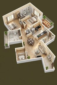 Floor plan of 3 BHK 1162 Sq. Ft. Apartment in Saheel Luxton, Pune
