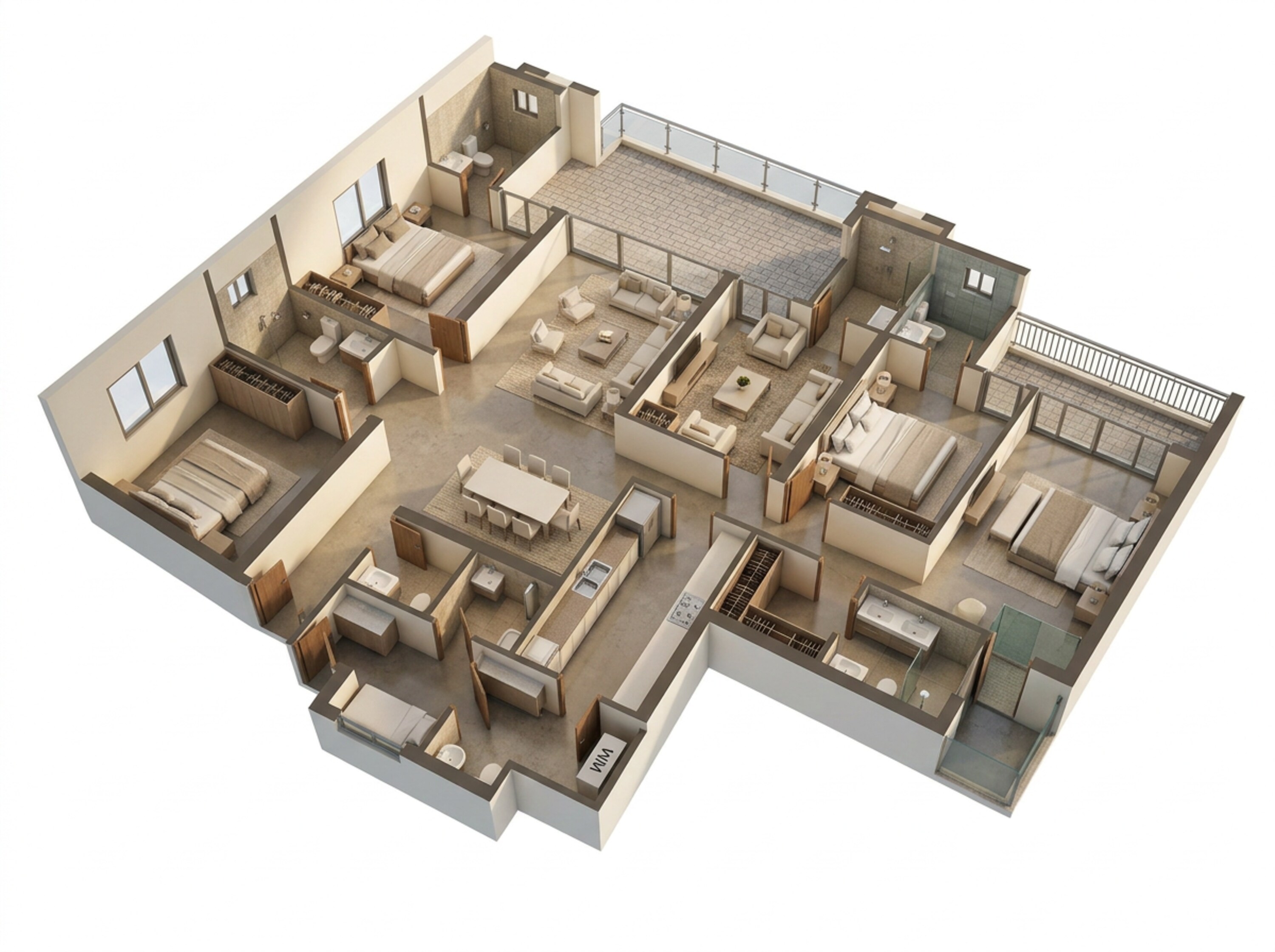 Floor plan of 4 BHK 3150 Sq. Ft. Apartment in Suncity Monarch Residences, Gurgaon