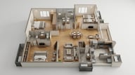 Floor plan of 3 BHK 2016 Sq. Ft. Apartment in Casagrand Mandarin, Hyderabad