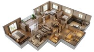 Floor plan of 3 BHK 2227 Sq. Ft. Apartment in Casagrand Mandarin, Hyderabad