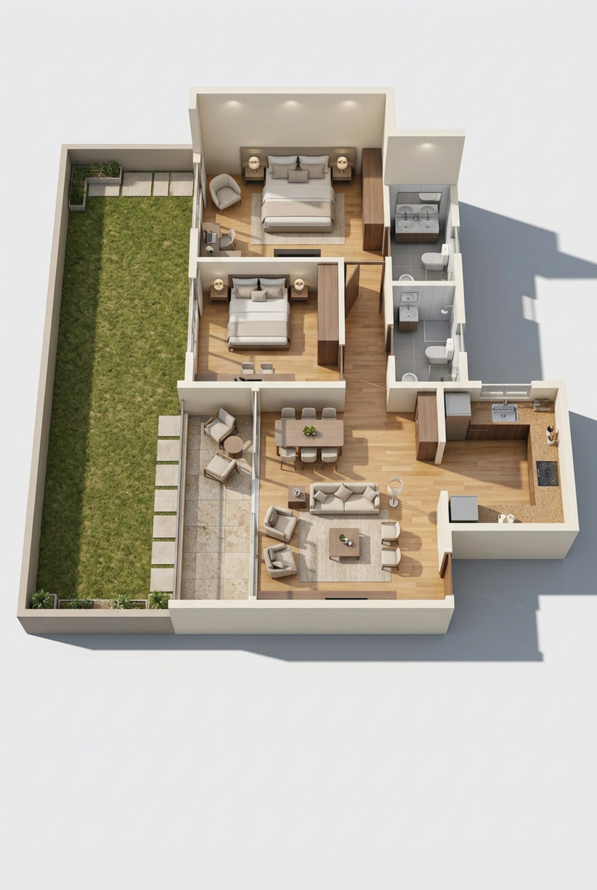 Floor plan of 2 BHK 845 Sq. Ft. Apartment in Bhandari 54 Flores Drive, Pune