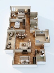 Floor plan of 3 BHK 1042 Sq. Ft. Apartment in Bhandari 54 Flores Drive, Pune