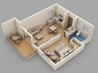 Floor plan of 1 BHK 475 Sq. Ft. Apartment in Bhandari 54 Flores Drive, Pune