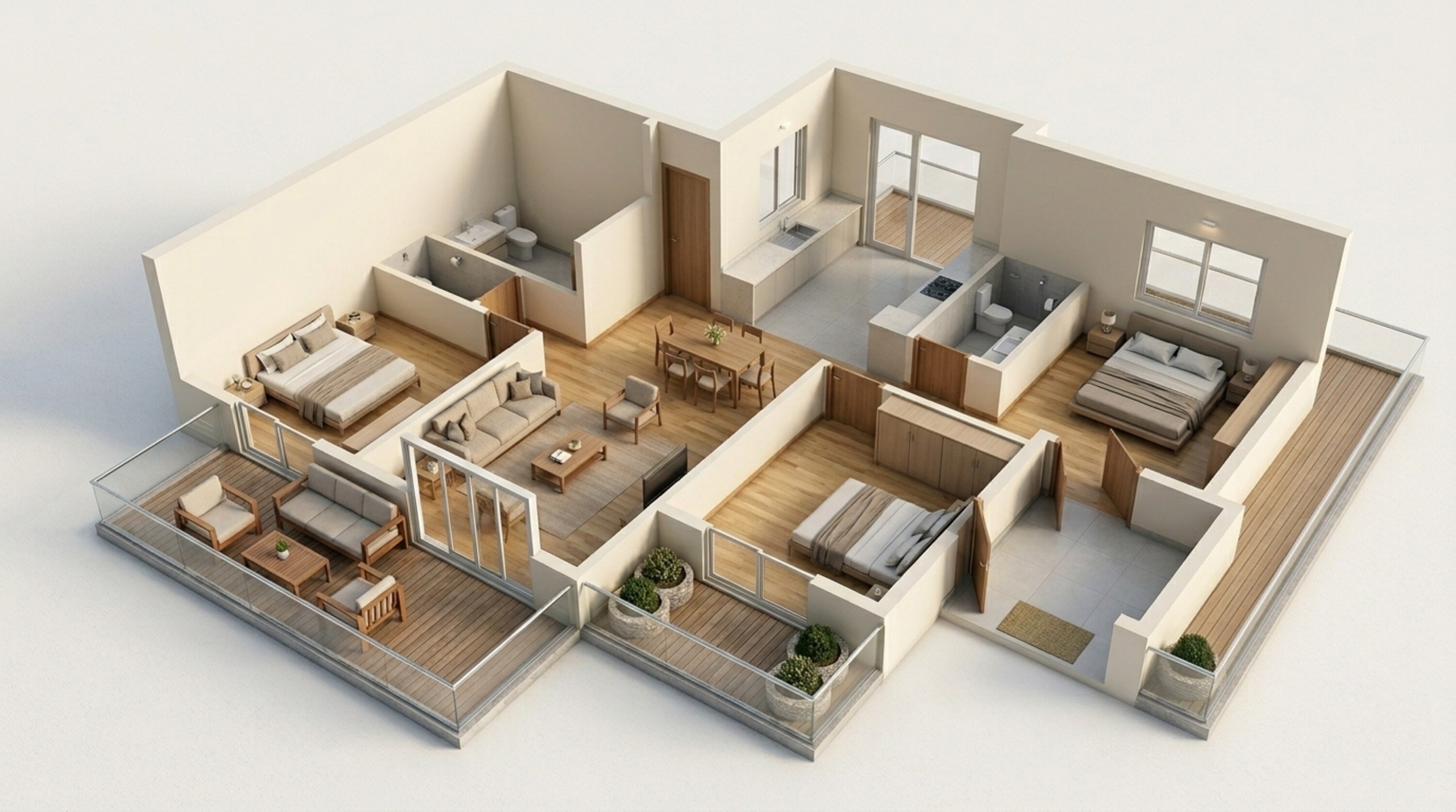 Floor plan of 3 BHK 2100 Sq. Ft. Apartment in Eldeco 7 Peaks Residences, Greater Noida