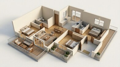Floor plan of 3 BHK 2100 Sq. Ft. Apartment in Eldeco 7 Peaks Residences, Greater Noida