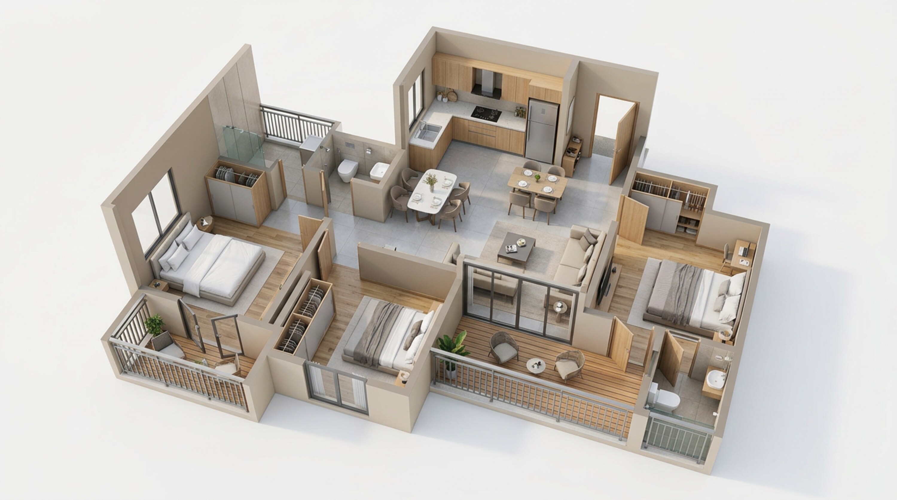 Floor plan of 3 BHK 962 Sq. Ft. Apartment in Nexus Genesis, Pune