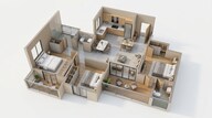Floor plan of 3 BHK 962 Sq. Ft. Apartment in Nexus Genesis, Pune