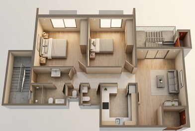 Floor plan of 2 BHK 676 Sq. Ft. Apartment in Ajmera Vann, Mumbai