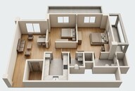 Floor plan of 2 BHK 761 Sq. Ft. Apartment in Ajmera Vann, Mumbai
