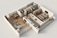 Floor plan of 1 BHK 487 Sq. Ft. Apartment in Birla Taranya, Thane