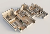 Floor plan of 2 BHK 887 Sq. Ft. Apartment in Birla Taranya, Thane