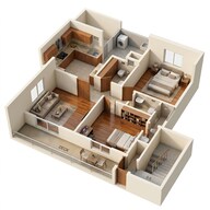 Floor plan of 2 BHK 1742 Sq. Ft. Apartment in Embassy Serenity, Navi Mumbai