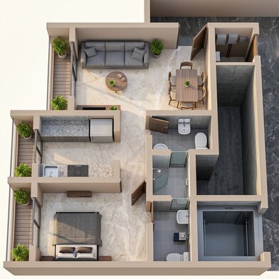 Floor plan of 1 BHK 419 Sq. Ft. Apartment in Vishnu Vertex, Thane
