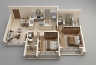 Floor plan of 2 BHK 543 Sq. Ft. Apartment in Purva Estrella, Mumbai