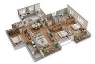 Floor plan of 3 BHK 1011 Sq. Ft. Apartment in Purva Estrella, Mumbai