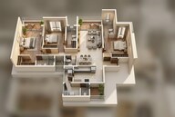 Floor plan of 3 BHK 1204 Sq. Ft. Apartment in Purva Estrella, Mumbai