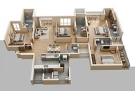 Floor plan of 4 BHK 1462 Sq. Ft. Apartment in Purva Estrella, Mumbai