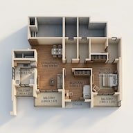 Floor plan of 2 BHK 725 Sq. Ft. Apartment in Godrej Varanya, Navi Mumbai