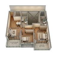 Floor plan of 2 BHK 775 Sq. Ft. Apartment in Godrej Varanya, Navi Mumbai
