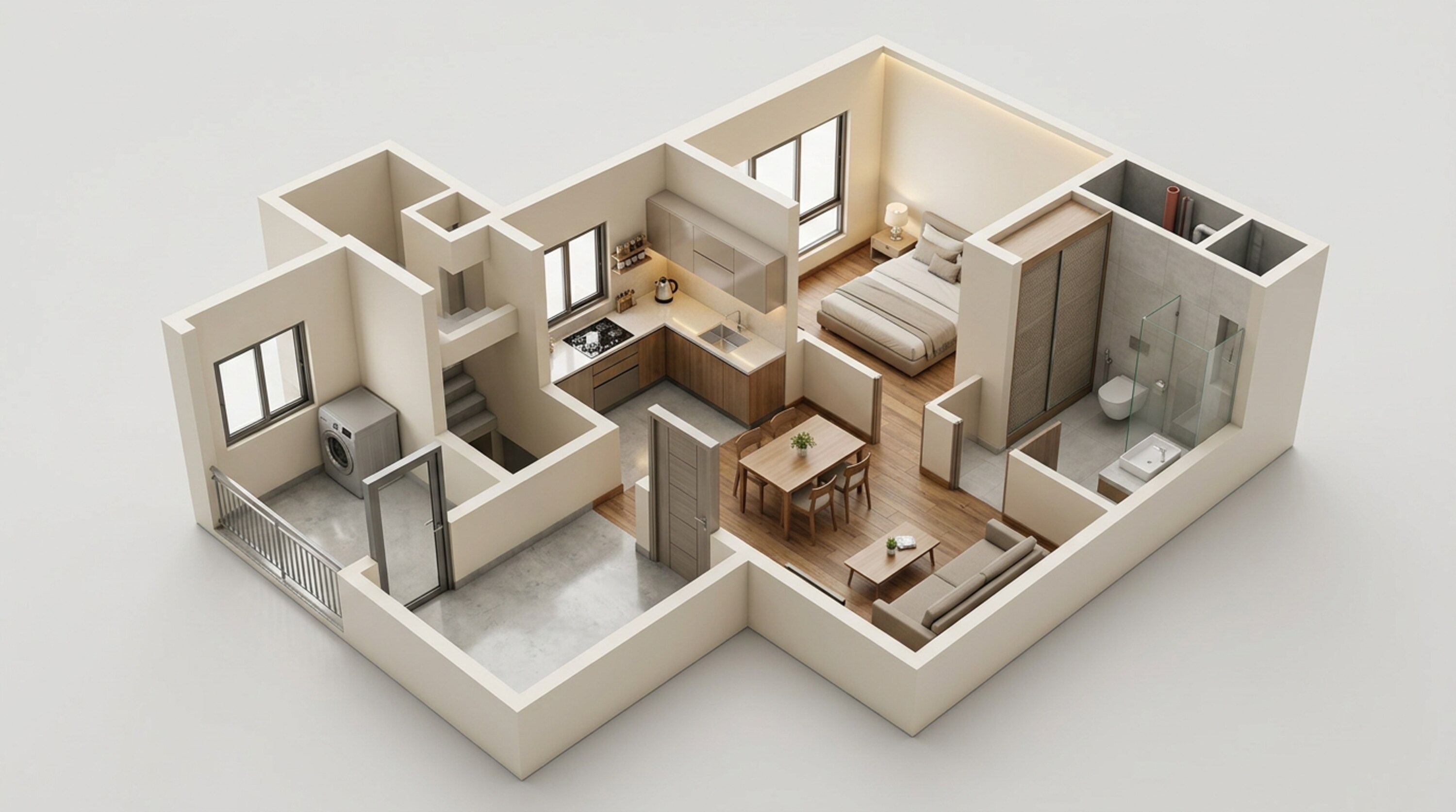 Floor plan of 1 BHK 663 Sq. Ft. Apartment in Embassy Verde Phase 2, Bangalore
