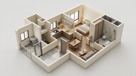 Floor plan of 1 BHK 663 Sq. Ft. Apartment in Embassy Verde Phase 2, Bangalore