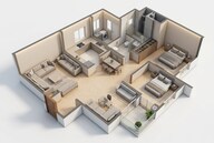 Floor plan of 2 BHK 1108 Sq. Ft. Apartment in Embassy Verde Phase 2, Bangalore