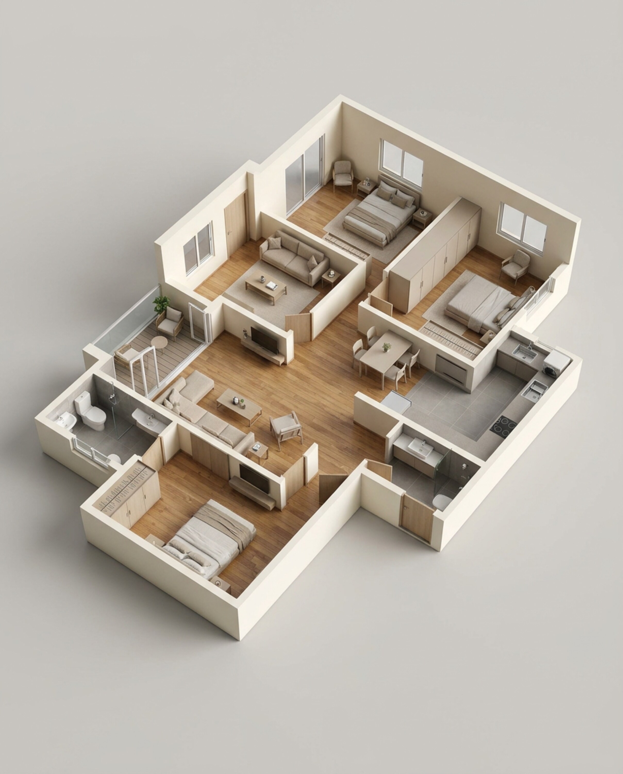 Floor plan of 3 BHK 1274 Sq. Ft. Apartment in Embassy Verde Phase 2, Bangalore