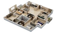 Floor plan of 3 BHK 1779 Sq. Ft. Apartment in Provident Equinox 5, Bangalore