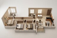 Floor plan of 3 BHK 1082 Sq. Ft. Apartment in Provident Equinox 5, Bangalore