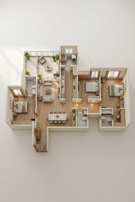 Floor plan of 3 BHK 1901 Sq. Ft. Apartment in Assetz Mizumi Reserve, Bangalore