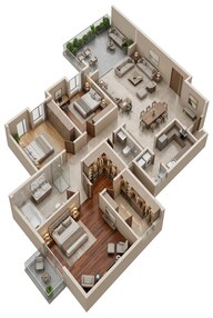 Floor plan of 3 BHK 2165 Sq. Ft. Apartment in Assetz Mizumi Reserve, Bangalore