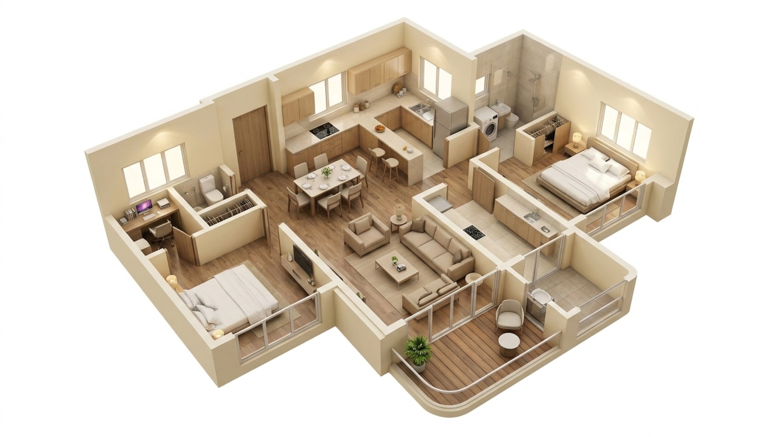Floor plan of 2 BHK 955 Sq. Ft. Apartment in Lodha Sylvan, Pune