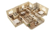 Floor plan of 2 BHK 955 Sq. Ft. Apartment in Lodha Sylvan, Pune