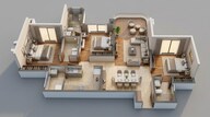 Floor plan of 3 BHK 1132 Sq. Ft. Apartment in Lodha Sylvan, Pune