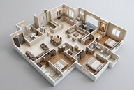 Floor plan of 3 BHK 2447 Sq. Ft. Apartment in Brigade Manor, Hyderabad