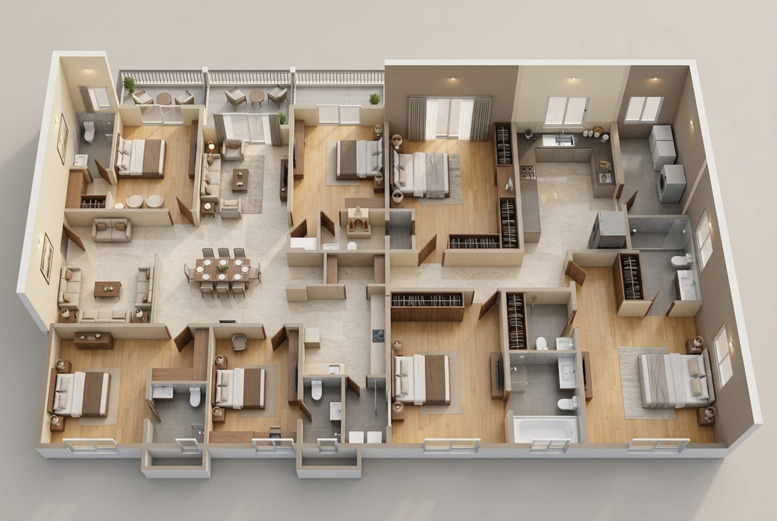 Floor plan of 4 BHK 3164 Sq. Ft. Apartment in Brigade Manor, Hyderabad