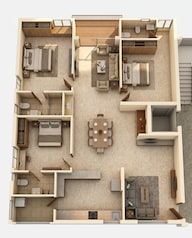 Floor plan of 2 BHK 1820 Sq. Ft. Apartment in Greater Infras Marigold, Hyderabad