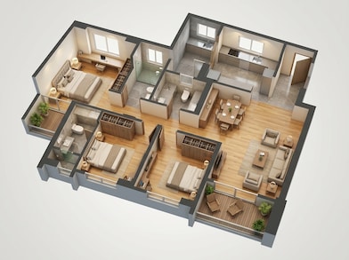 Floor plan of 3 BHK 1106 Sq. Ft. Apartment in Godrej Ivara, Pune