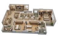 Floor plan of 3 BHK 976 Sq. Ft. Apartment in Godrej Ivara, Pune